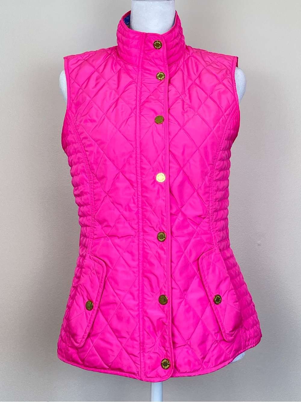 Lilly Pulitzer Women's Quilted Hot Pink Sleeveless Vest size Small